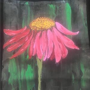 Pink and Yellow hand painted Floral tote